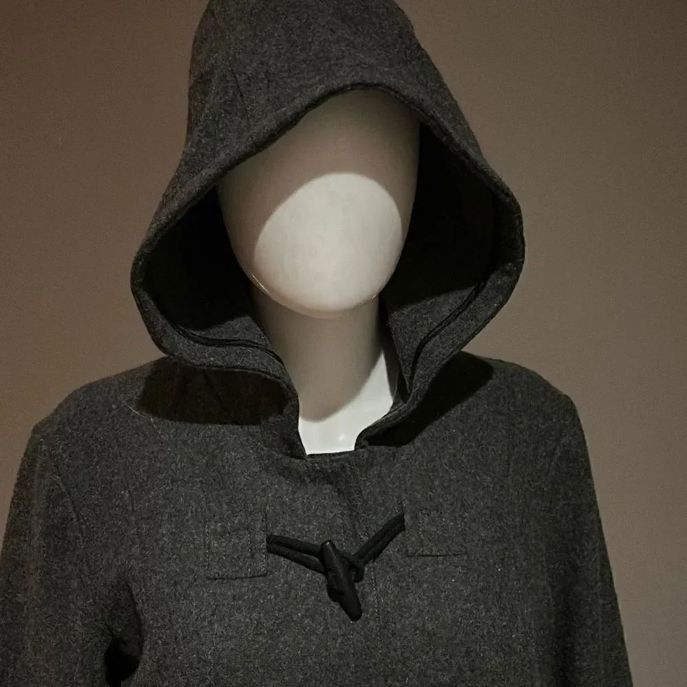 Motherhood Charcoal Grey Wool Coat Lg With Hood